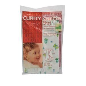 Vintage Curity Gender Neutral Cute Animals Snap Front Shirt Size 12 Months NIP